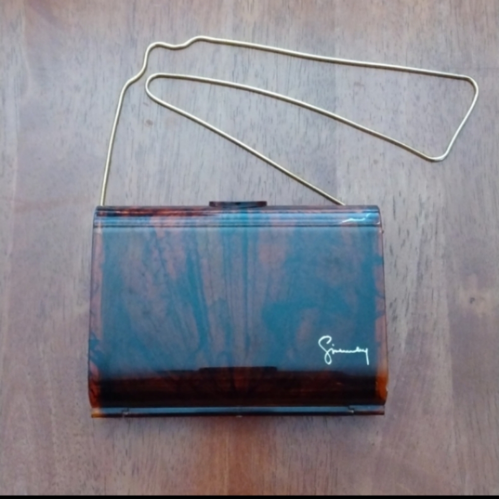 Givenchy Signature Evening Bag Vintage brown plastic with metal chain never used